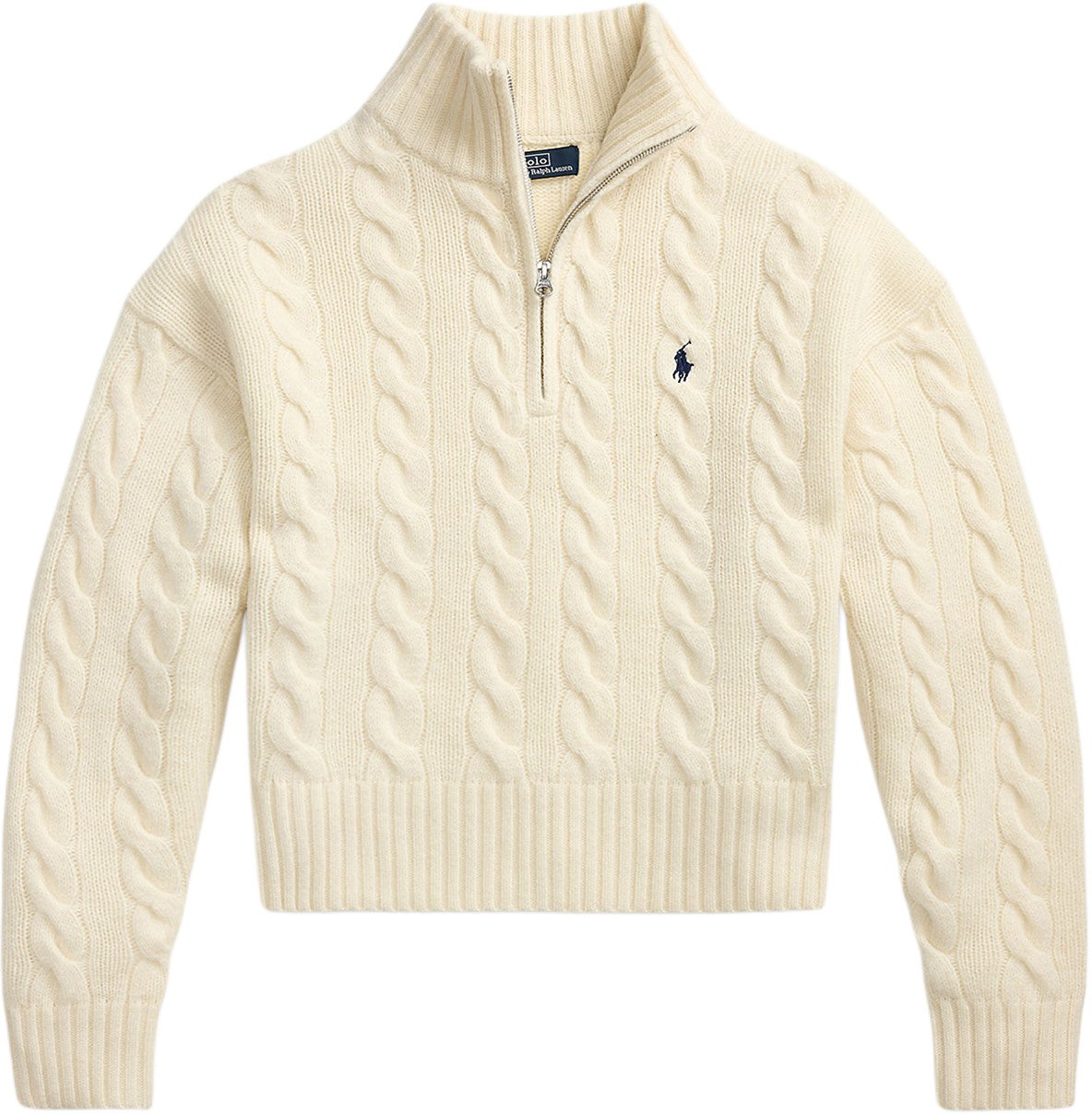 Ralph Lauren Half Zip Trui Ecru Wit