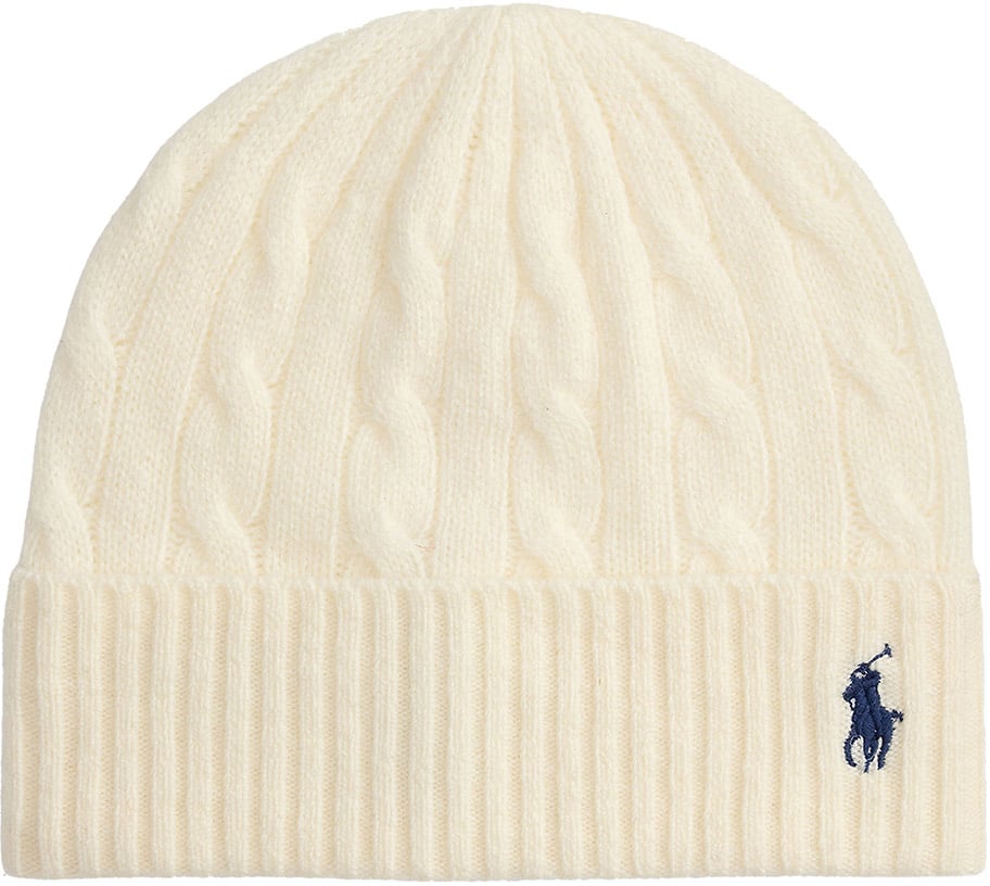 Ralph Lauren Gebreide Muts Ecru Wit