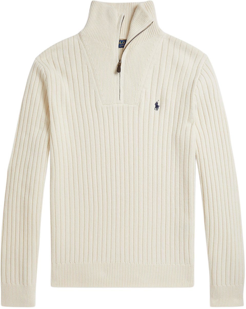 Ralph Lauren Half Zip Trui Ecru Wit