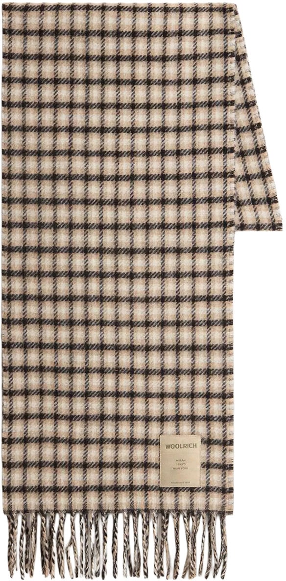 Woolrich Wool Check Scarf Beige