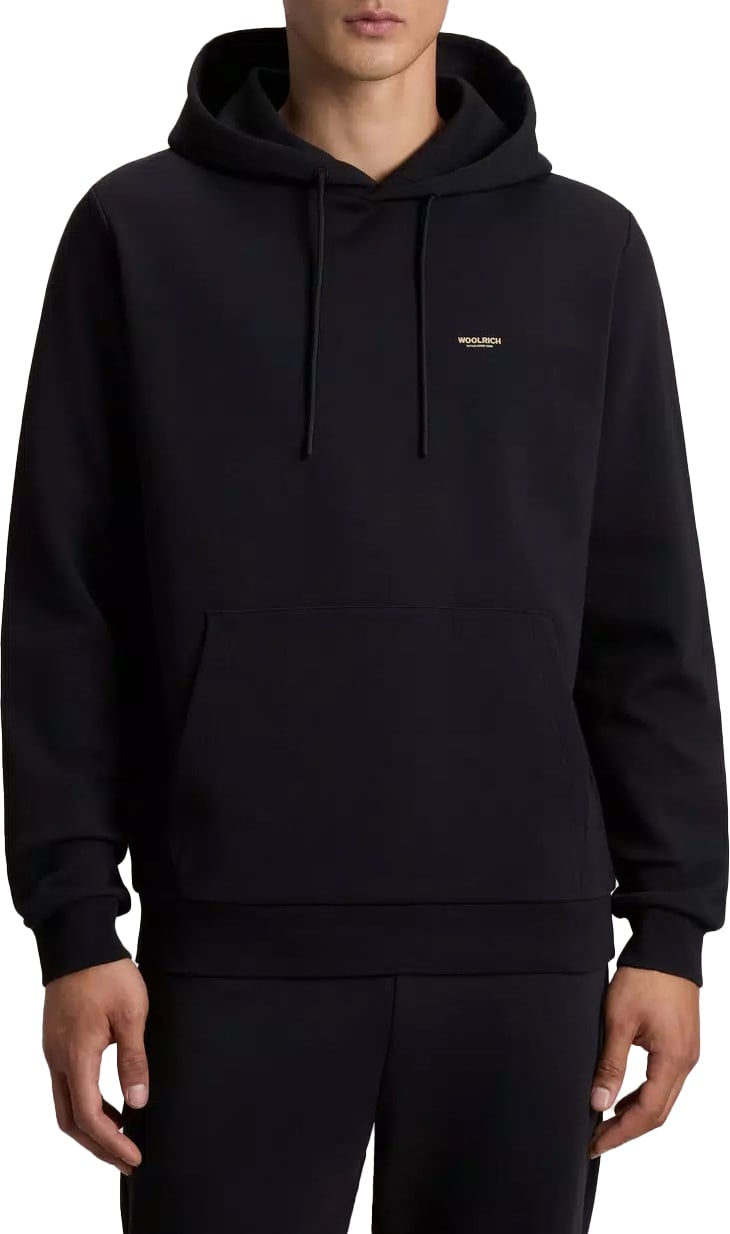 Woolrich Logo Interlock Hoodie Black Zwart