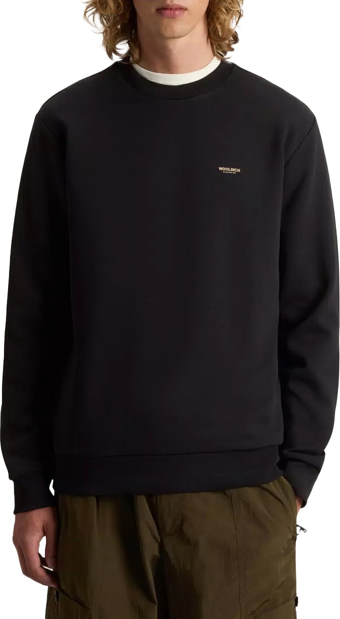 Woolrich Logo Interlock Crewneck Black Zwart
