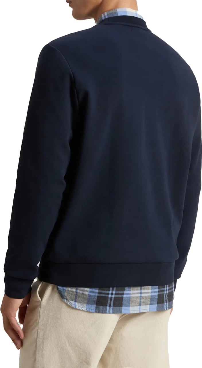 Woolrich Logo Interlock Crewneck Melton Blue Blauw