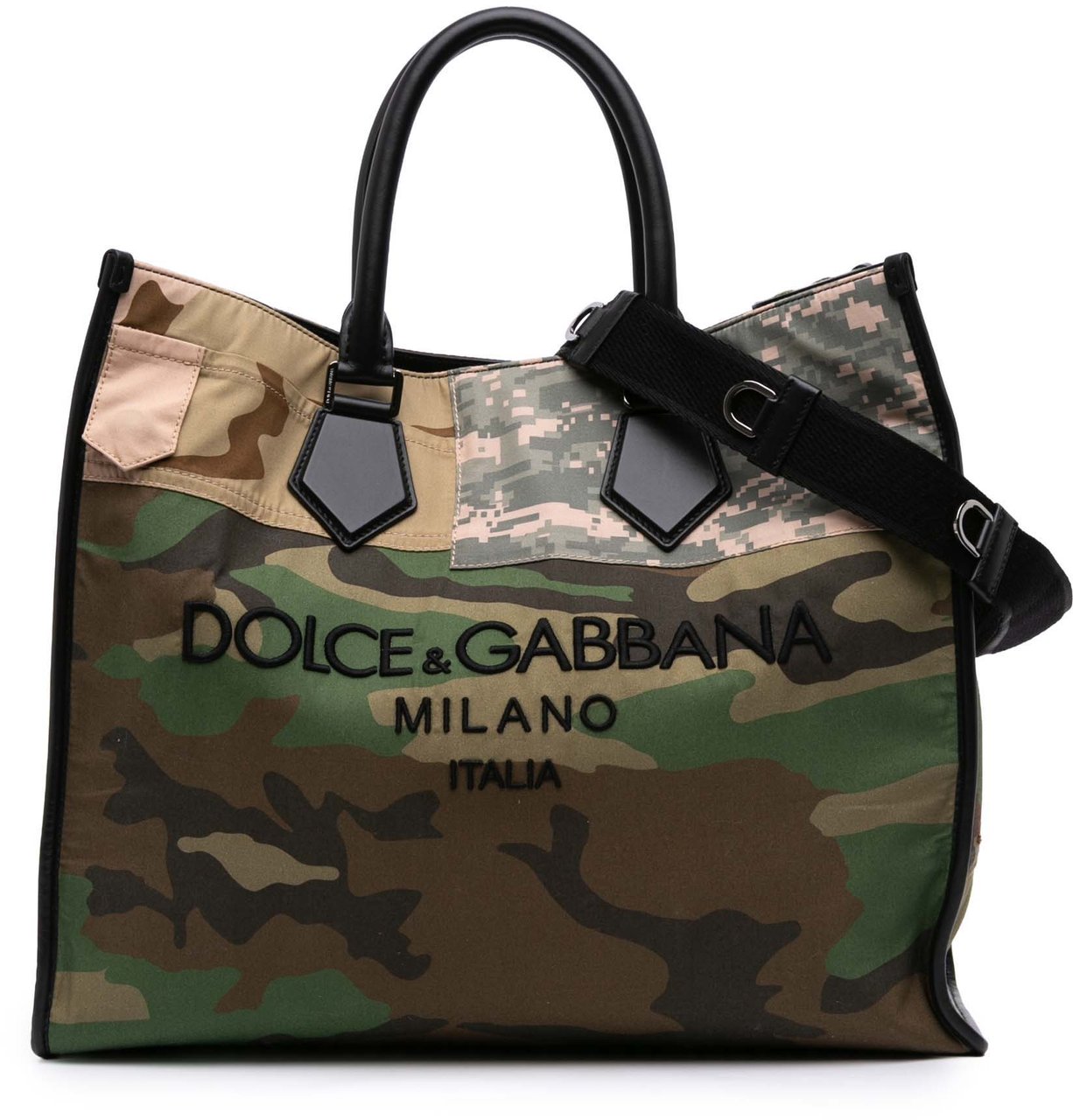 Dolce & Gabbana Large Camouflage Canvas Shopping Tote Bruin