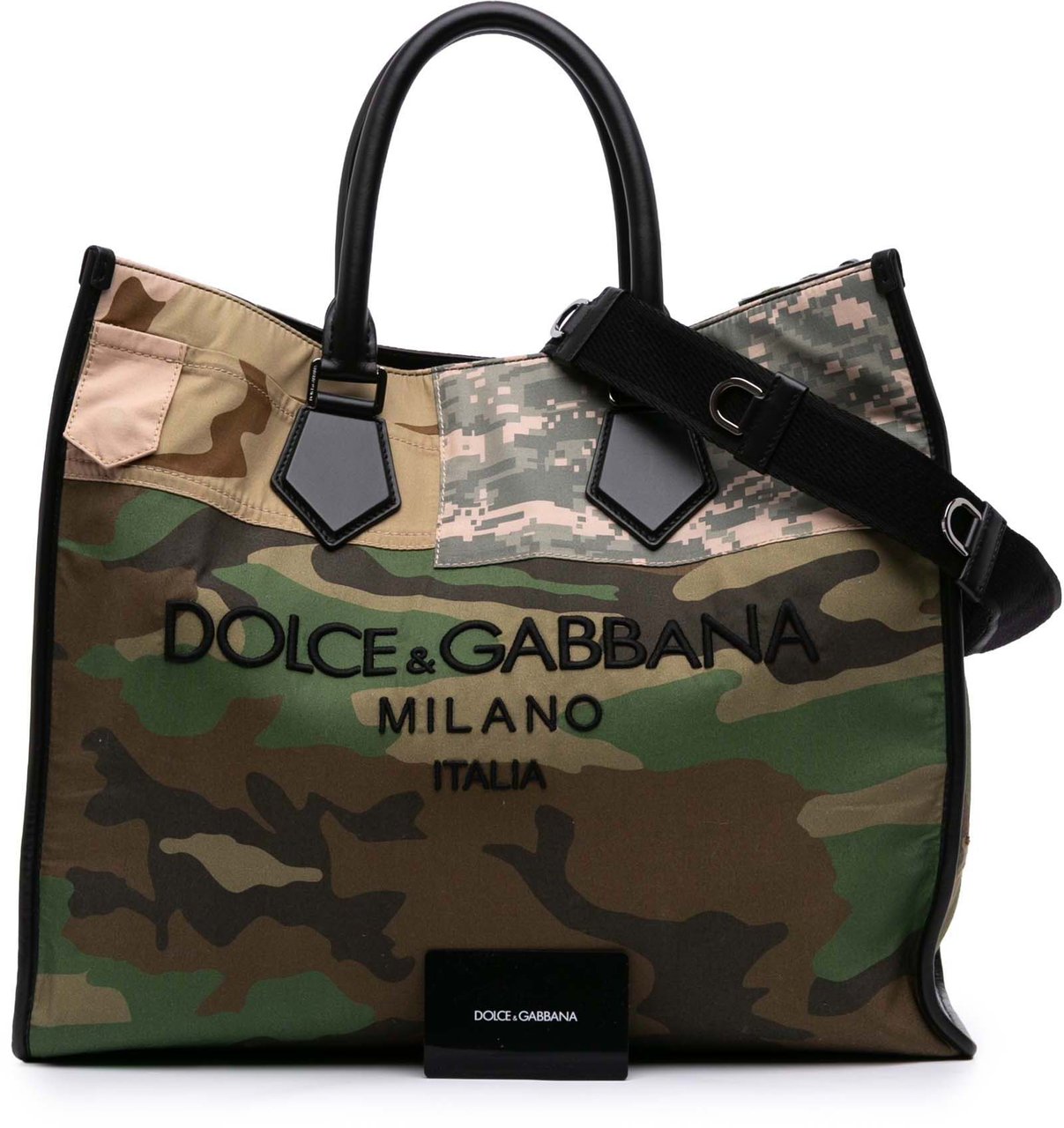 Dolce & Gabbana Large Camouflage Canvas Shopping Tote Bruin