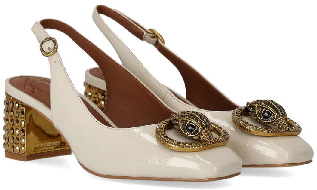 Kurt Geiger London KURT GEIGER CHELSEA BLOCK BONE SLINGBACK PUMPS Wit