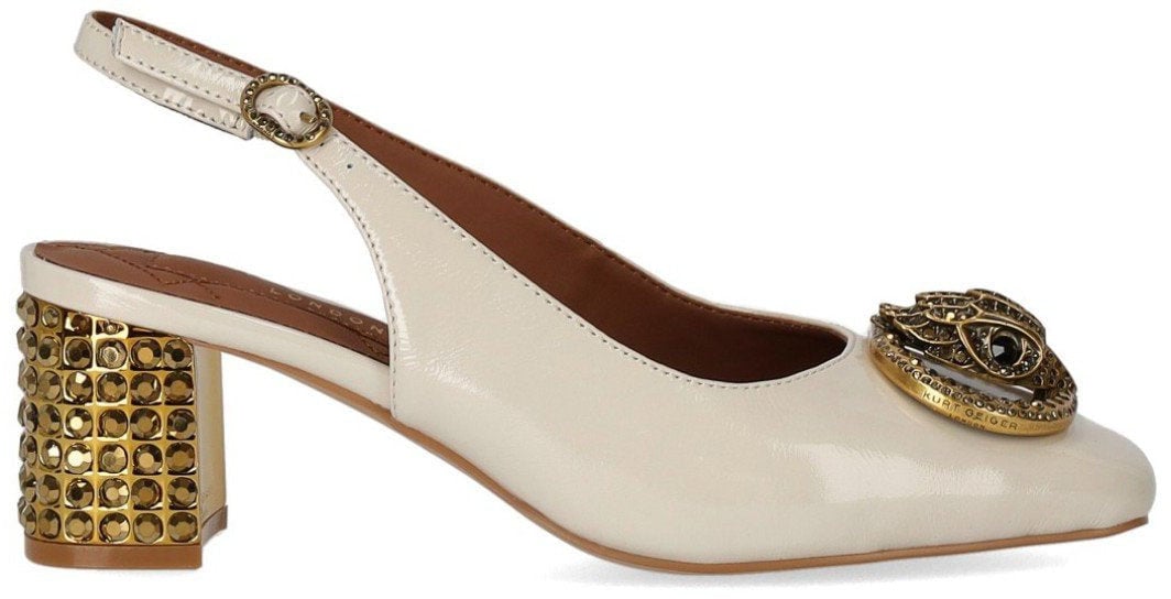 Kurt Geiger London KURT GEIGER CHELSEA BLOCK BONE SLINGBACK PUMPS Wit