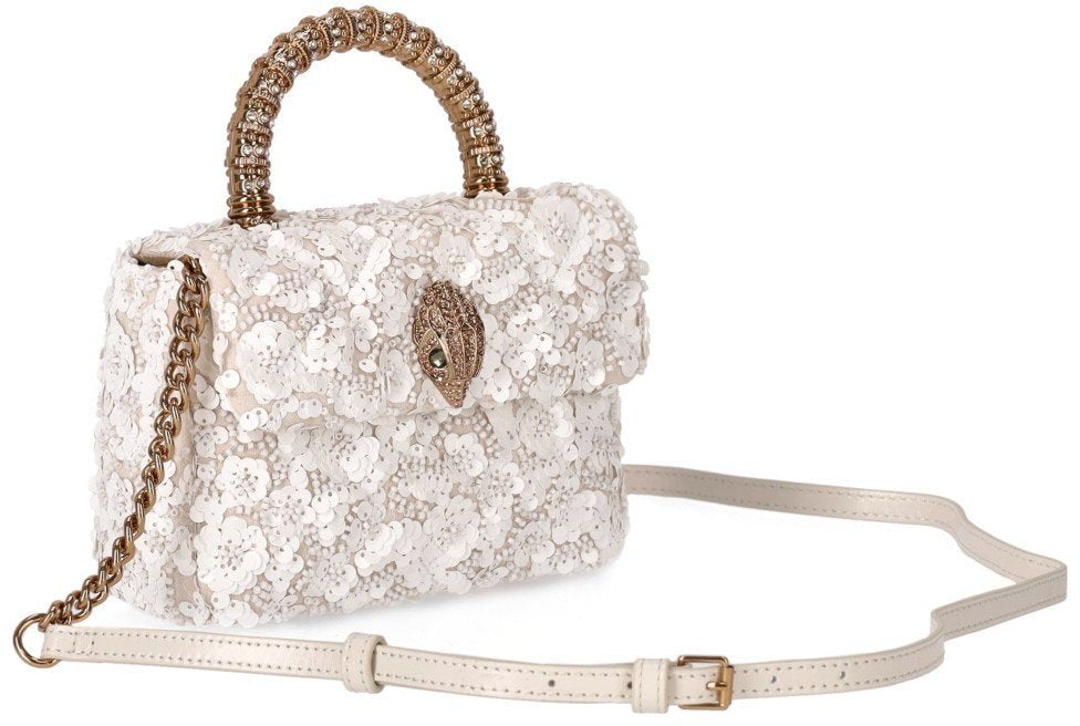 Kurt Geiger London KURT GEIGER KENSINGTON PAILLETTES MINI HANDBAG Wit