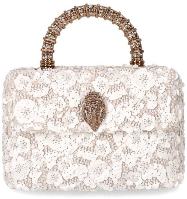 Kurt Geiger London KURT GEIGER KENSINGTON PAILLETTES MINI HANDBAG Wit