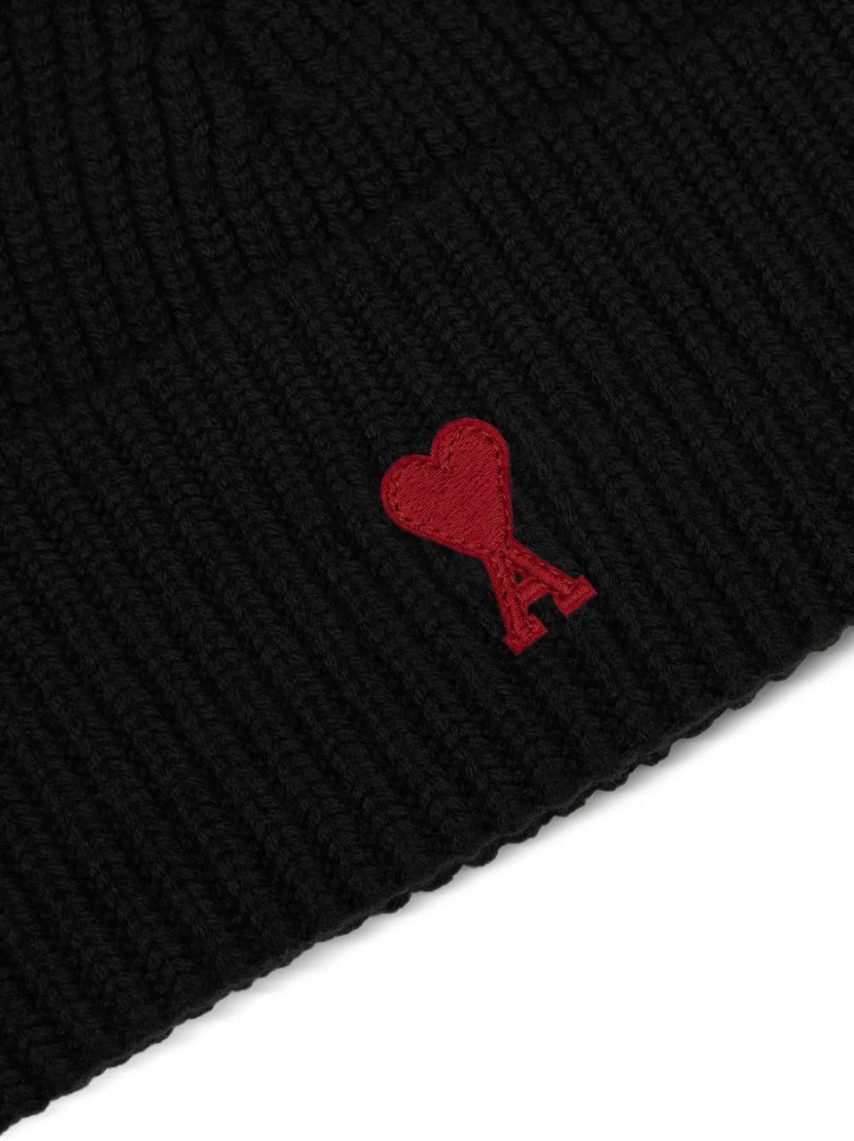 AMI Paris bonnet en laine a logo brode Zwart