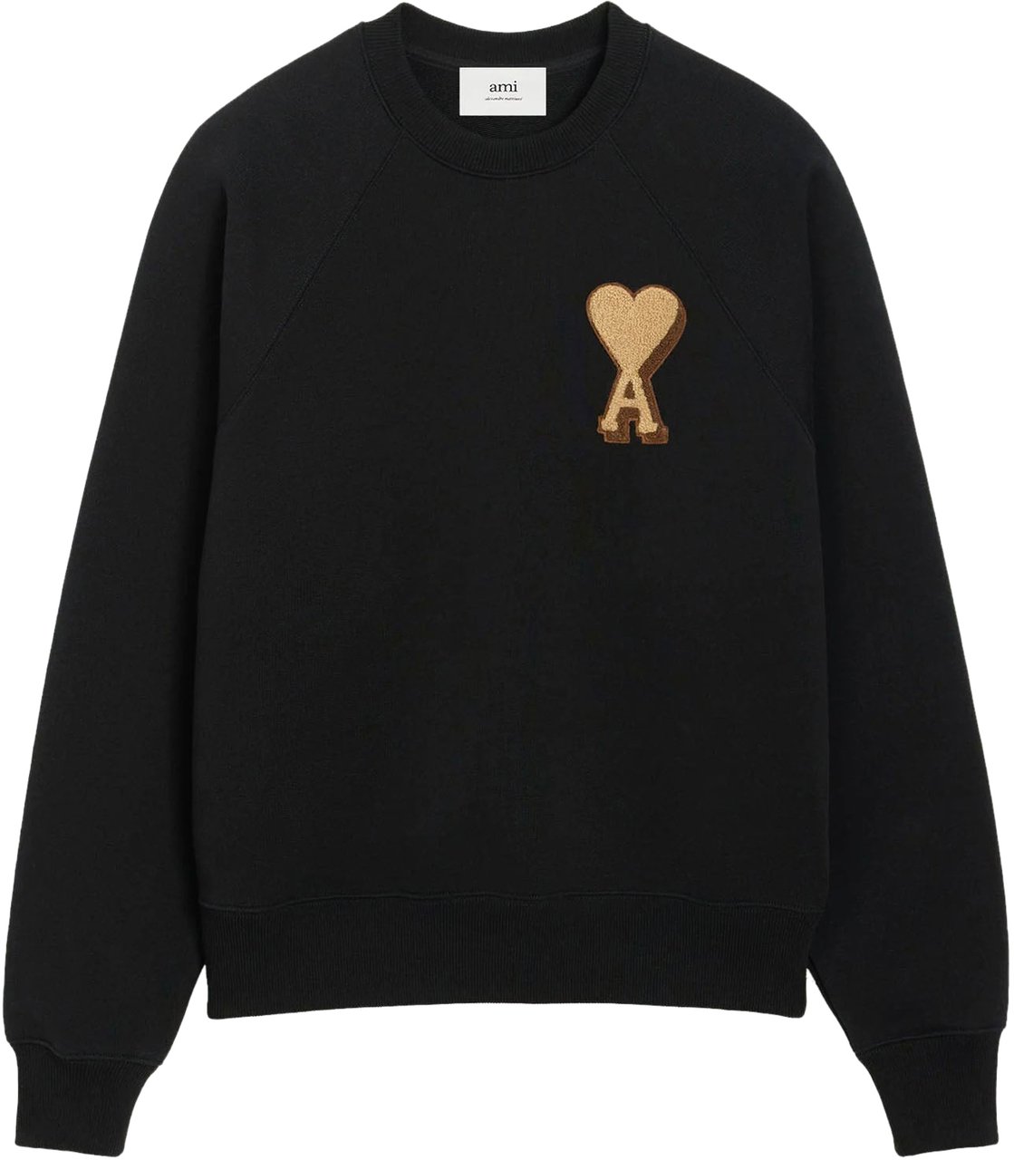 AMI Paris AMI DE COEUR PATCH SWEATER BLACK Zwart