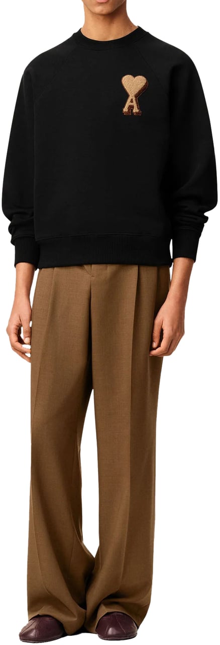 AMI Paris AMI DE COEUR PATCH SWEATER BLACK Zwart