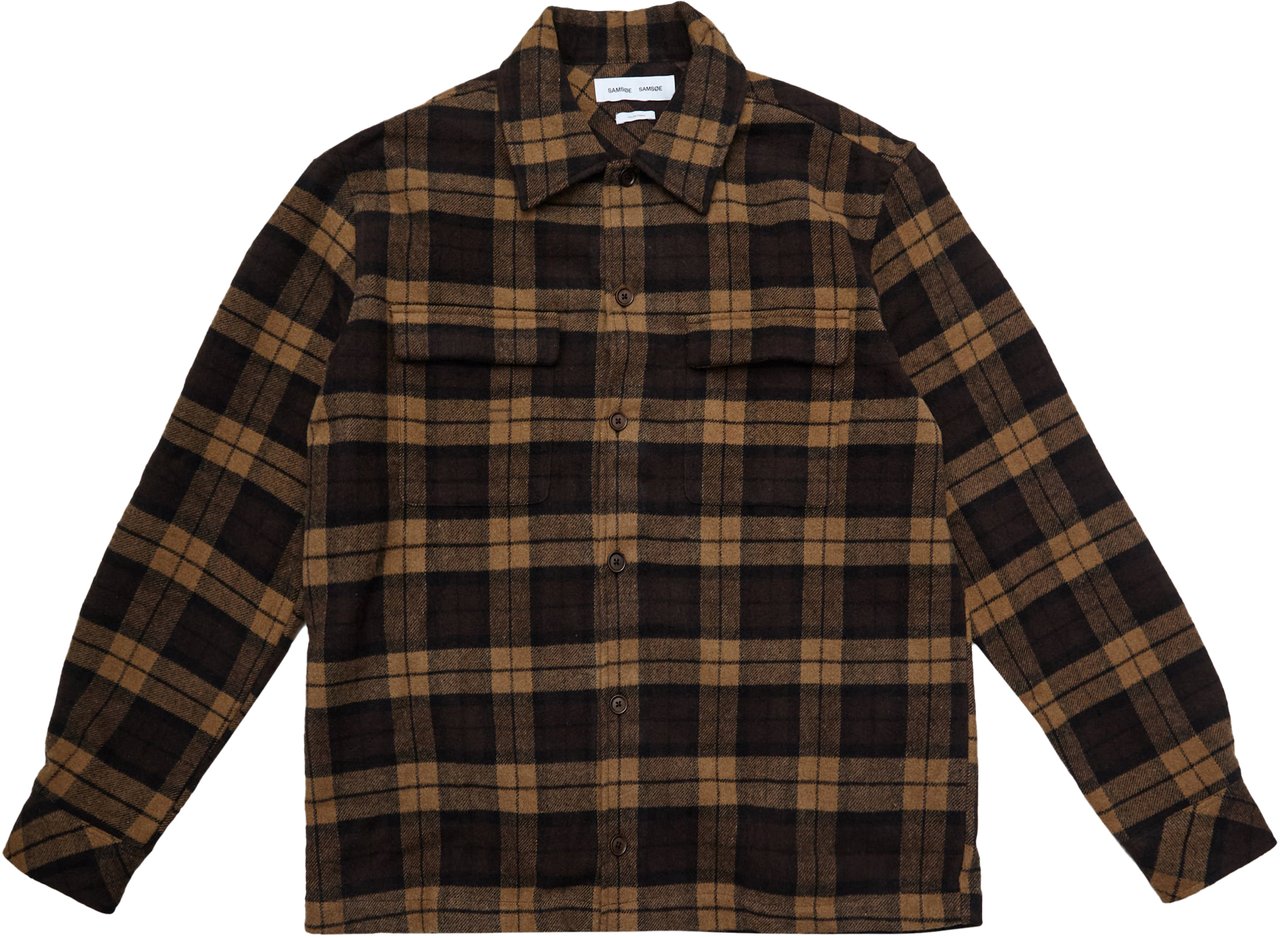 Samsøe Samsøe Camicia Overshirt Sacastor Check Marrone/Nera Zwart