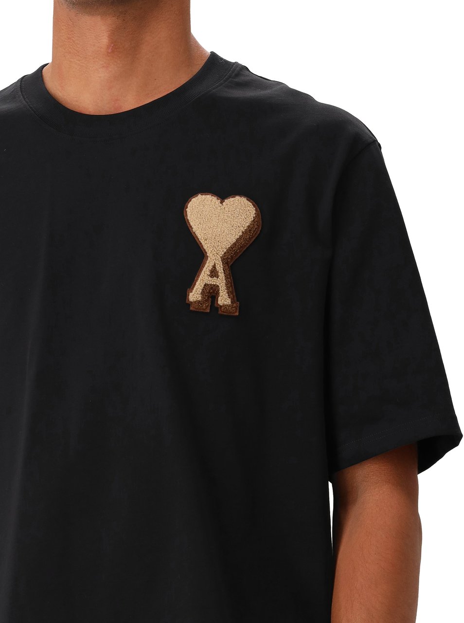 AMI Paris t shirt a logo ami de coeur Zwart