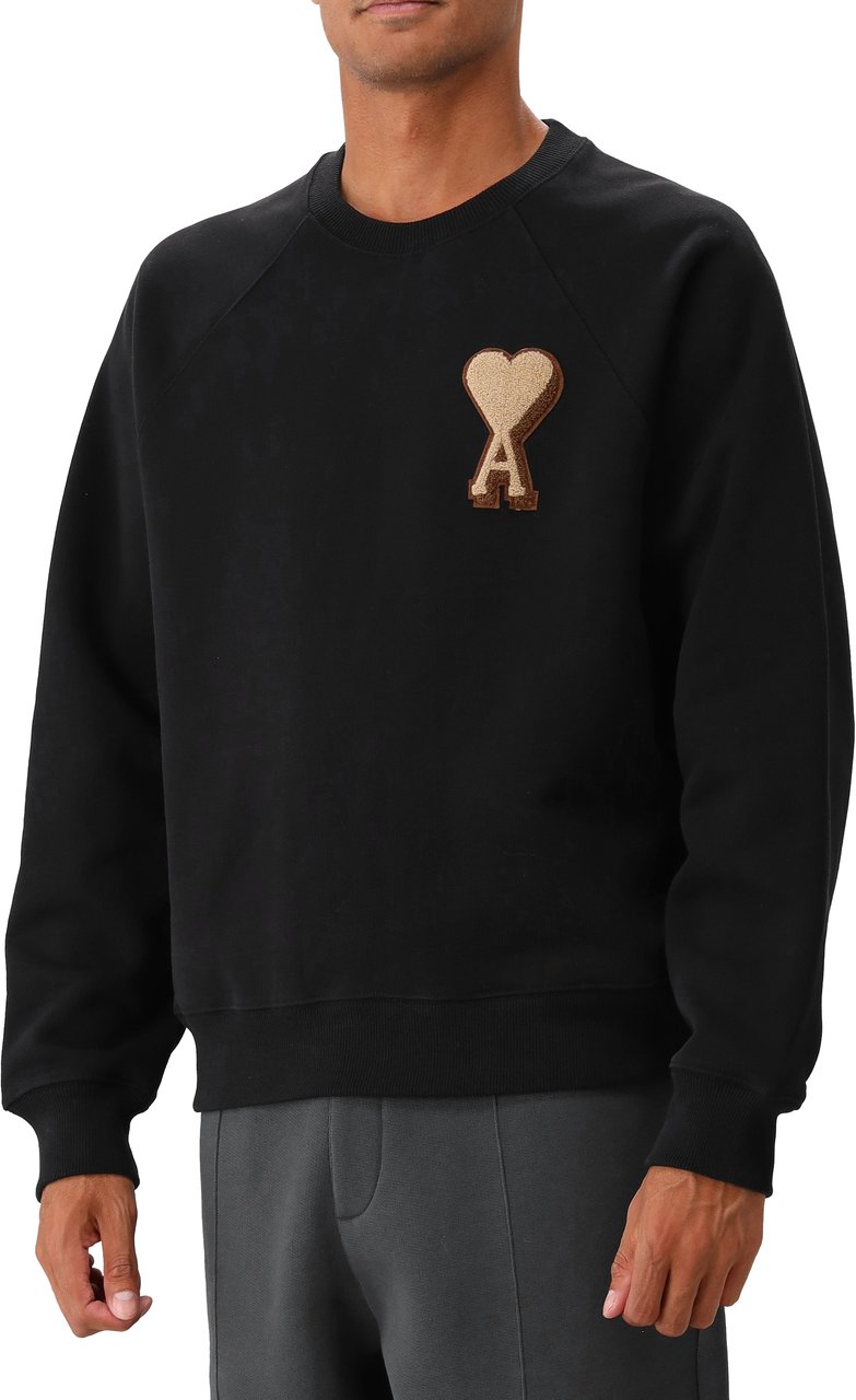 AMI Paris sweat a logo ami de coeur Zwart