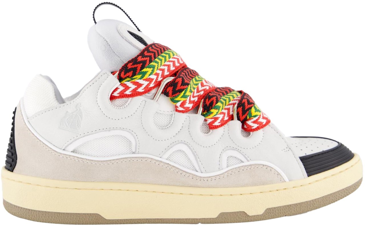 Lanvin Lanvin curb sneakers in leather and suede with multicolor laces Wit
