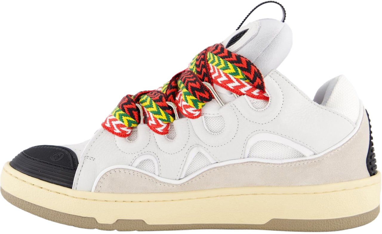 Lanvin Lanvin curb sneakers in leather and suede with multicolor laces Wit
