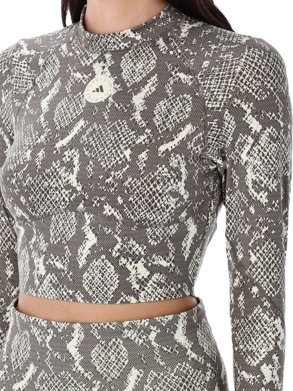 Adidas Crop Top Ls Snake Print Grigio Grijs