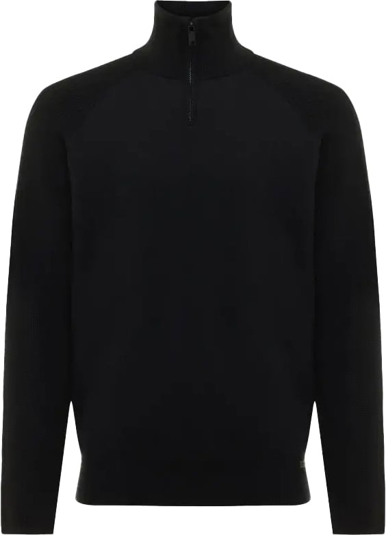 Genti Zip Turtle Neck Double Face Black Zwart