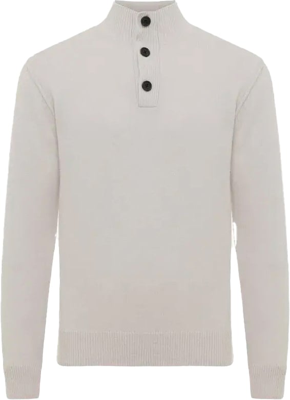 Genti Turtleneck 3 Buttons Wol Off White Wit