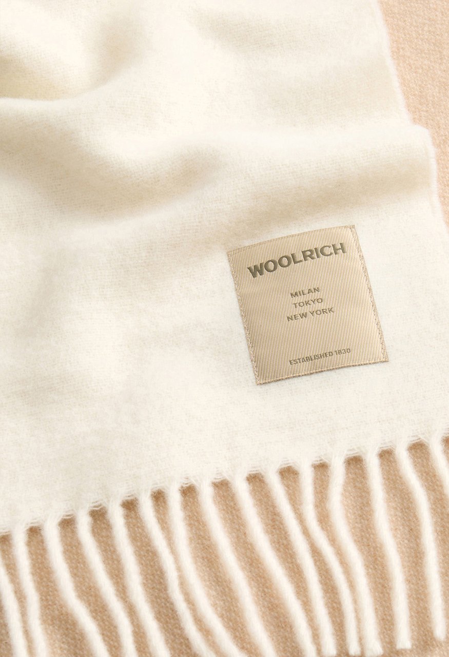 Woolrich Scarf Color Block Wool Oxford Tan Beige