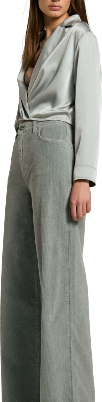 Homage to Denim velvet jeans wide leg Groen