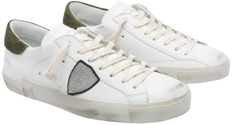 Philippe Model Heren Prsx Low Sneaker Wit/Groen Wit