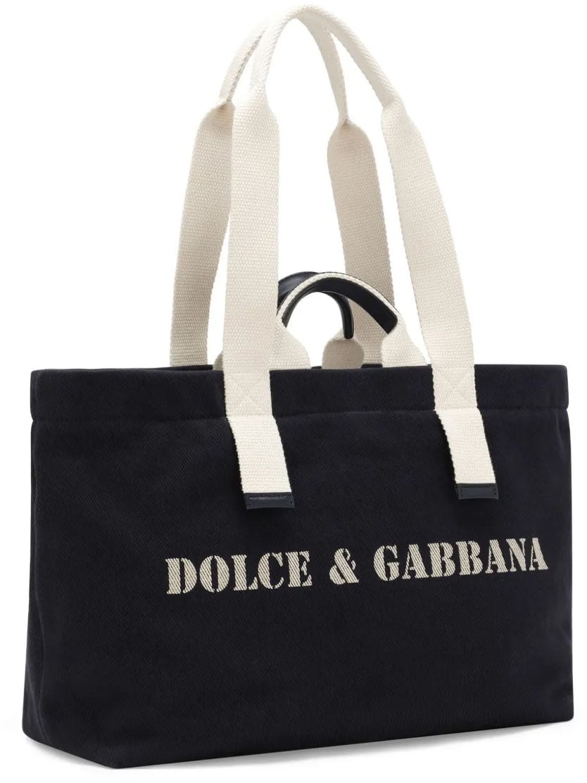 Dolce & Gabbana Logo Printed Shoulder Bag Blauw
