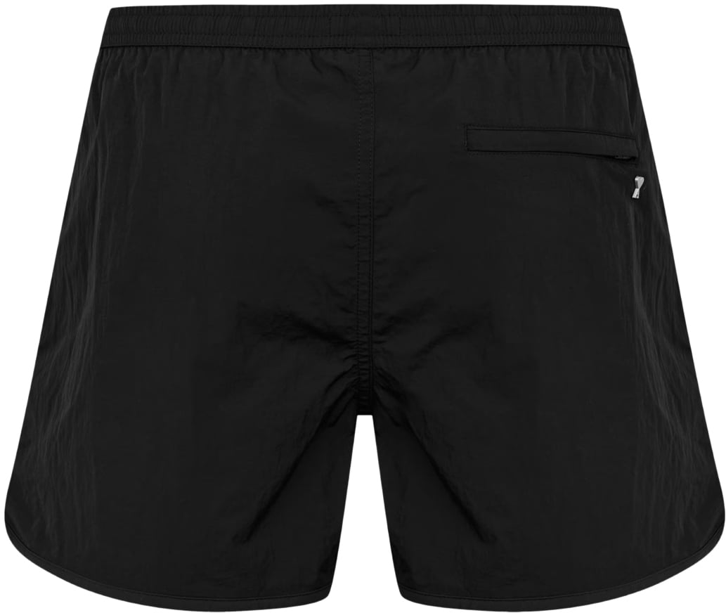 AMI Paris De Coeur Logo Plaque Swim Shorts Zwart