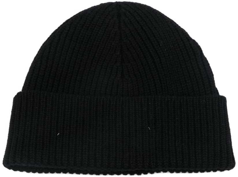 AMI Paris bonnet en laine a logo brode Zwart