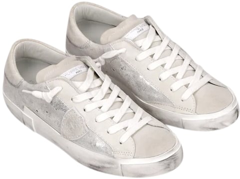 Philippe Model Philippe model sneakers prsx low in laminated leather silver Zilver