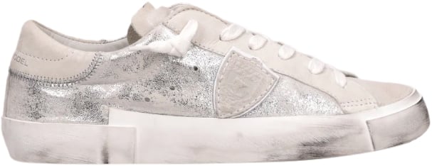 Philippe Model Philippe model sneakers prsx low in laminated leather silver Zilver