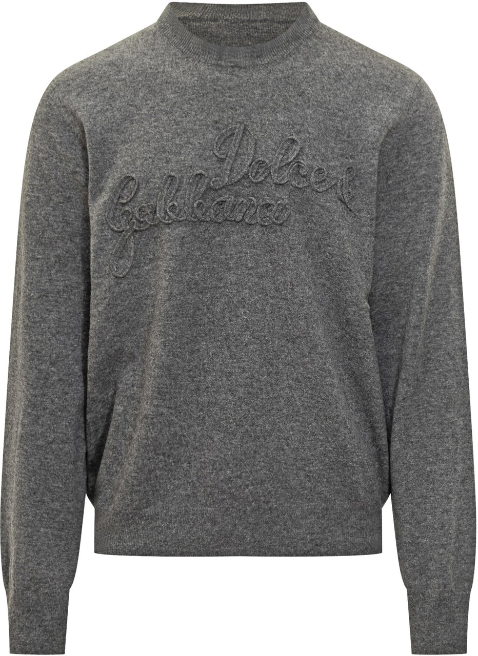 Dolce & Gabbana Maglione Grigio con Logo Dolce & Gabbana Grijs