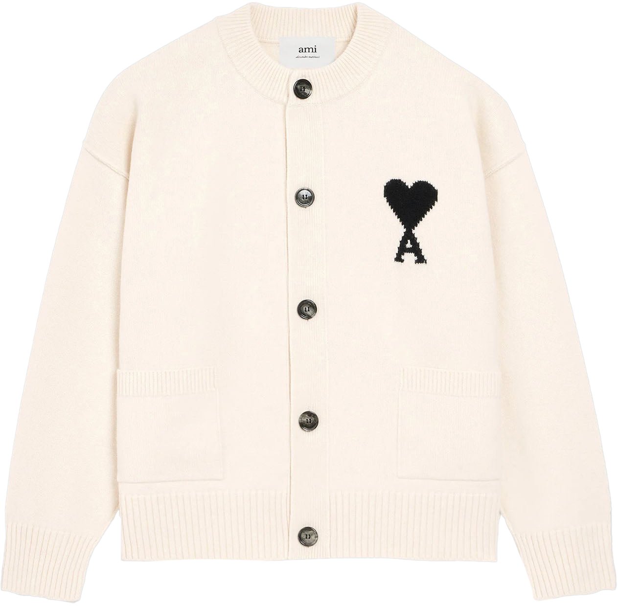 AMI Paris ADC FELTED WOOL CARDIGAN OFF WHITE Wit