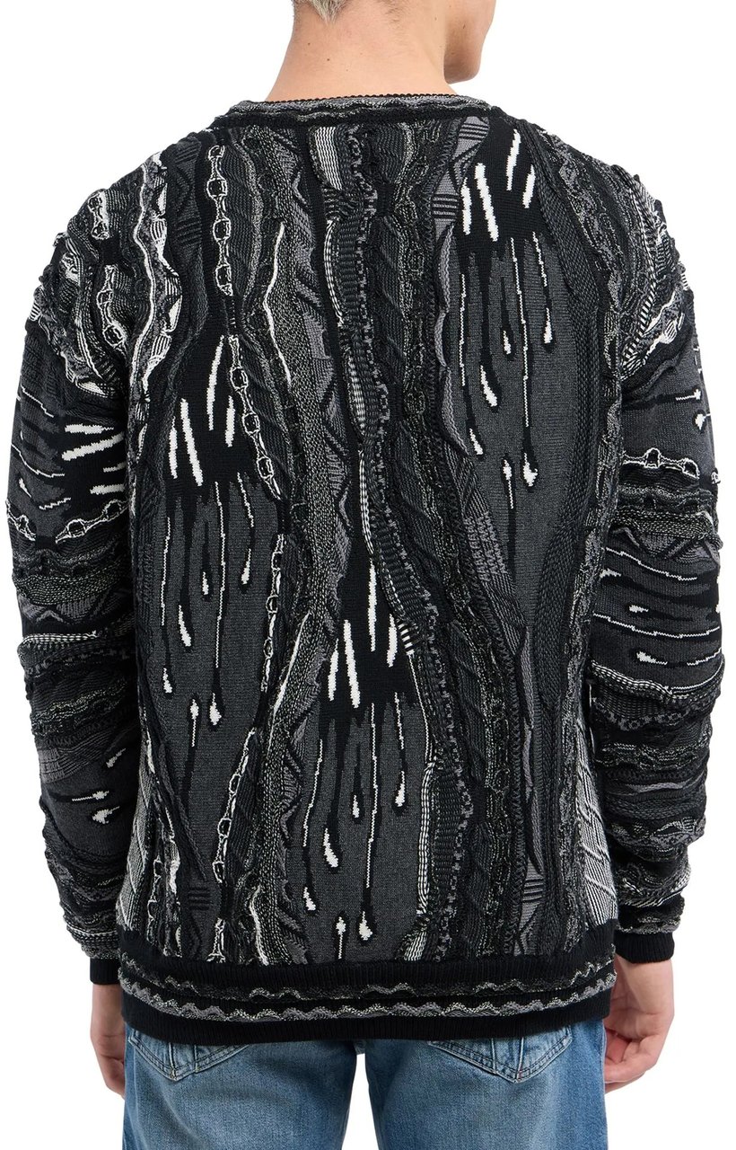 Carlo Colucci Knit Sweater 3D Knit Black Zwart