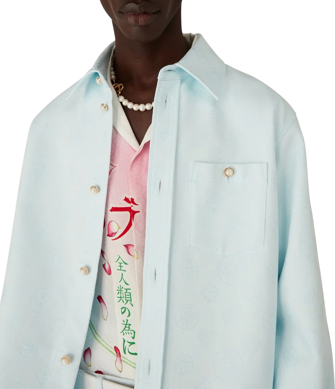 Casablanca overshirt logo light blue Blauw