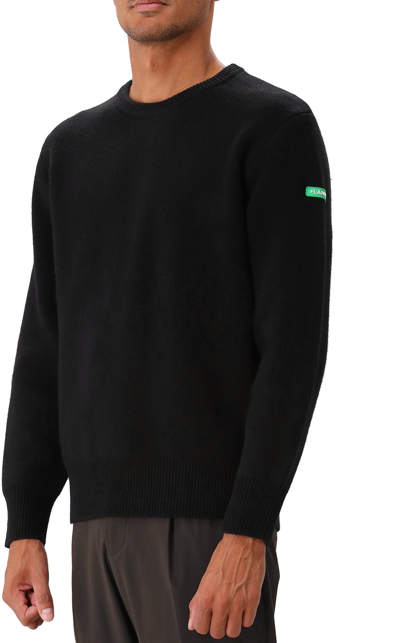 FLÂNEUR Flâneur Trui Zwart Badge Knit Sweater Zwart