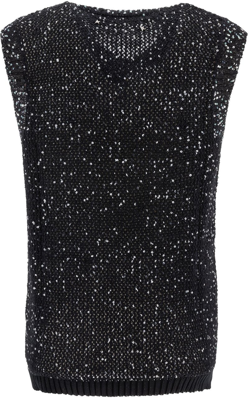 Golden Goose Knit vest with sequins 'Melyssa' Zwart