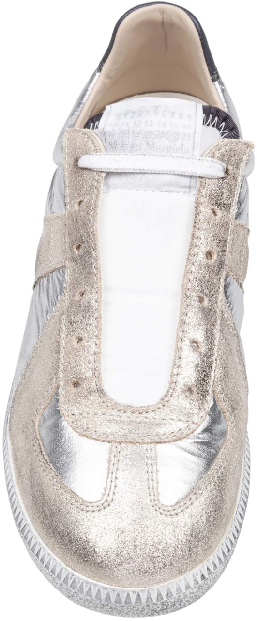 Maison Margiela Maison margiela replica sneakers in metallic leather and suede Zilver