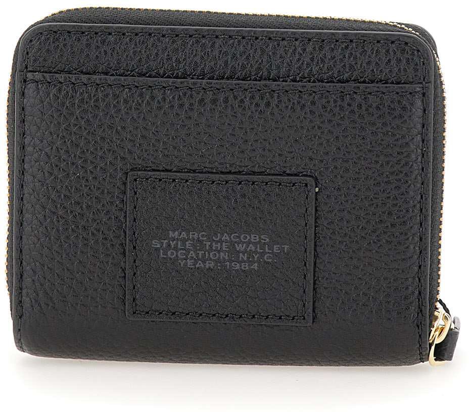 Marc Jacobs The Leather Mini Compact Black Wallet Black Zwart