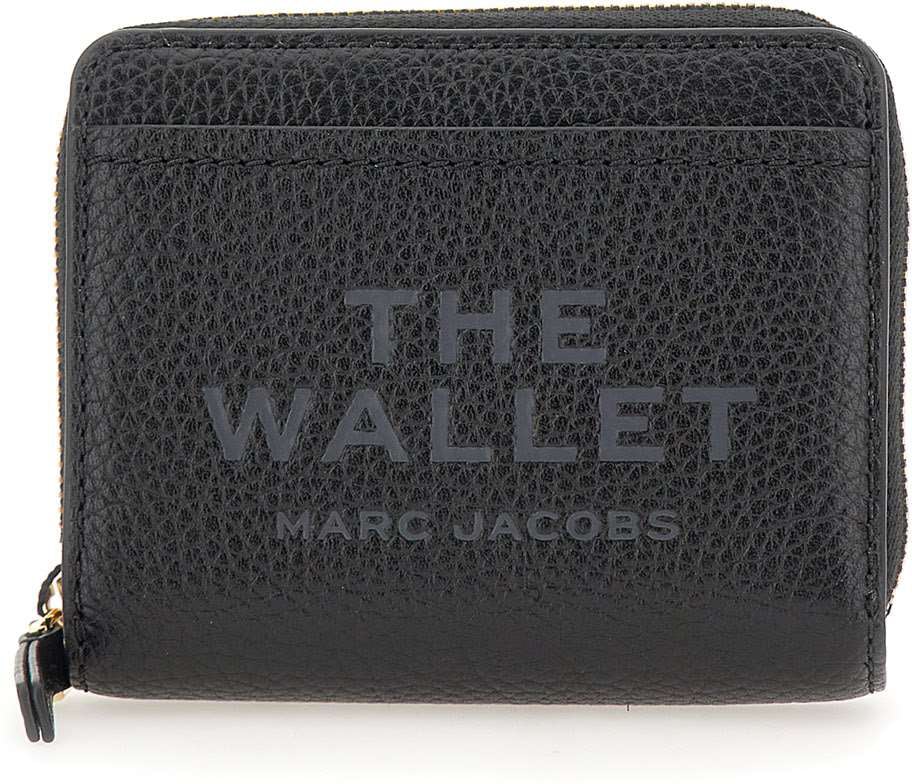 Marc Jacobs The Leather Mini Compact Black Wallet Black Zwart
