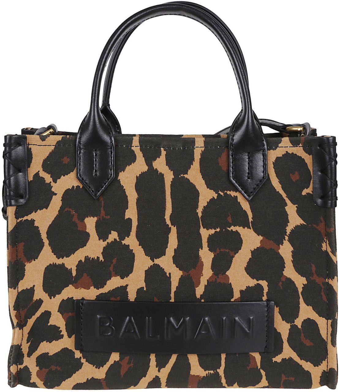 Balmain barmy shopper small leo canvas&calf Bruin