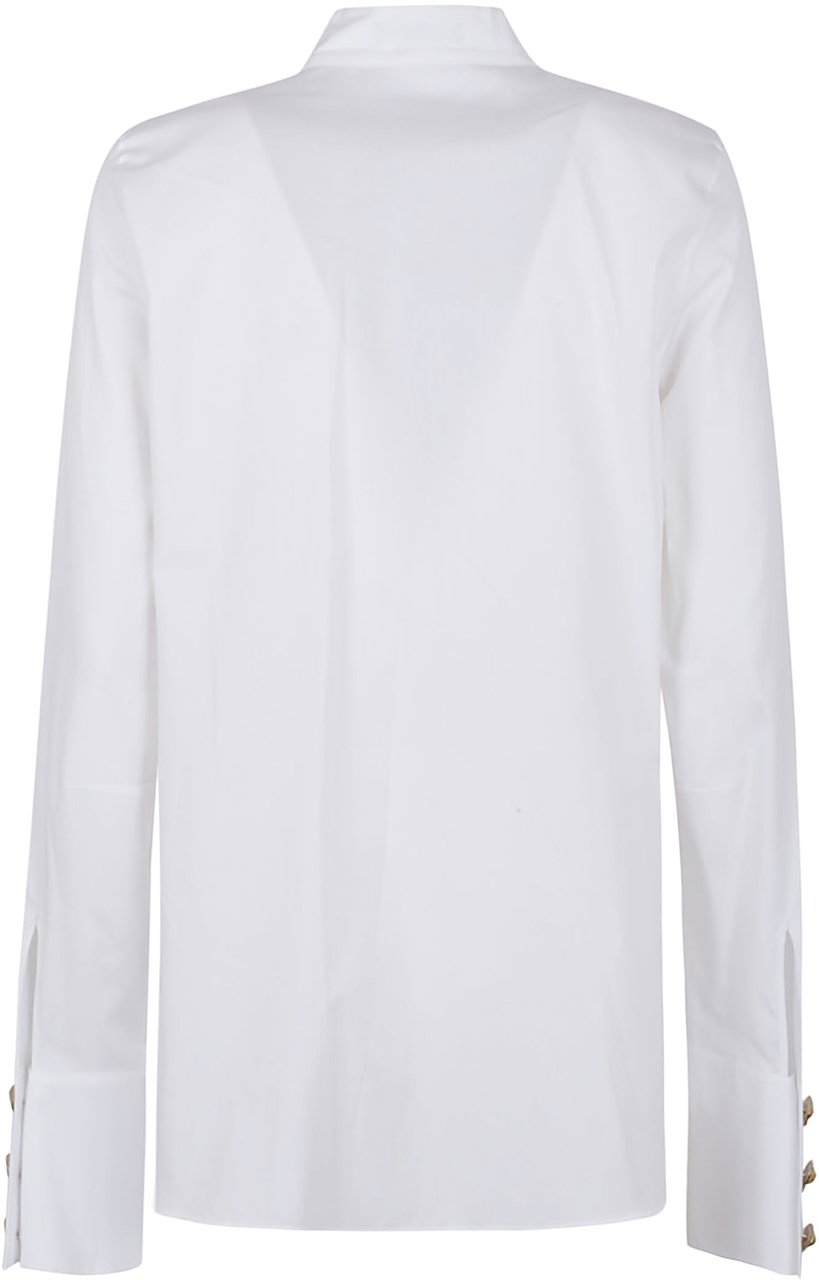 Balmain jabot collar popeline coton shirt Wit