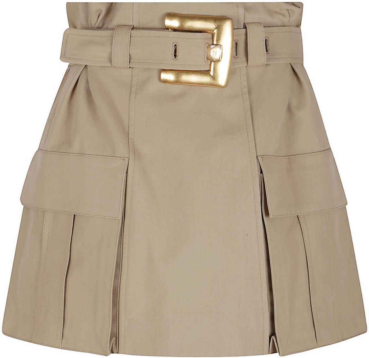 Balmain hw pockets belted gabardine skirt Neutraal
