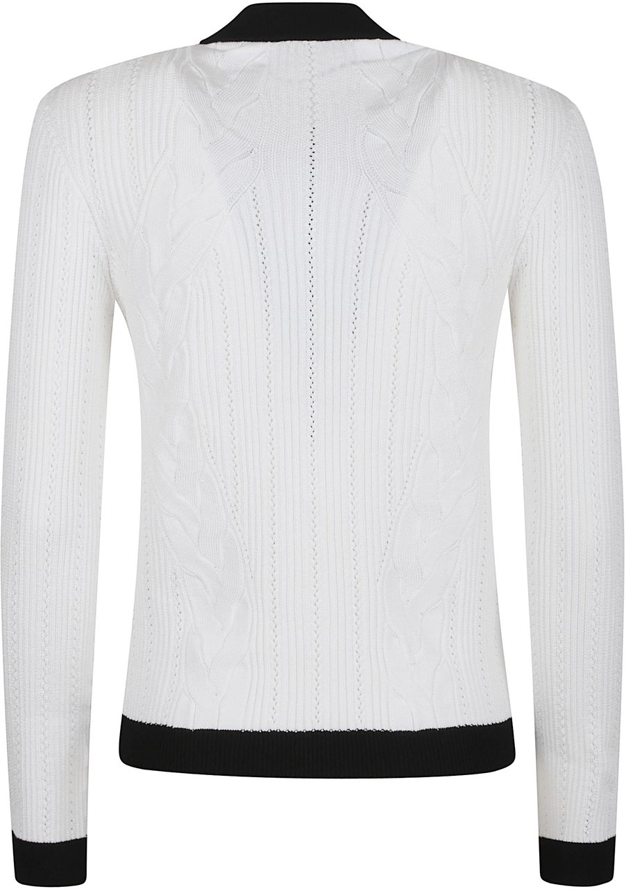 Balmain ls buttoned torsade knit cardigan Wit