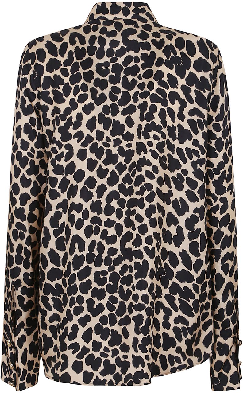 Balmain jabot collar leopard print shirt Neutraal