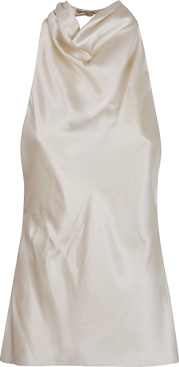Balmain halterneck crepe satin top Neutraal