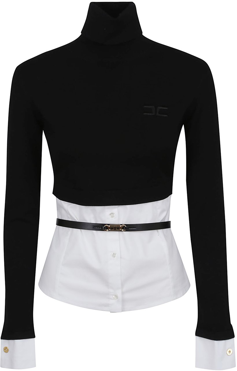 Elisabetta Franchi maglia tricot con cintura Zwart