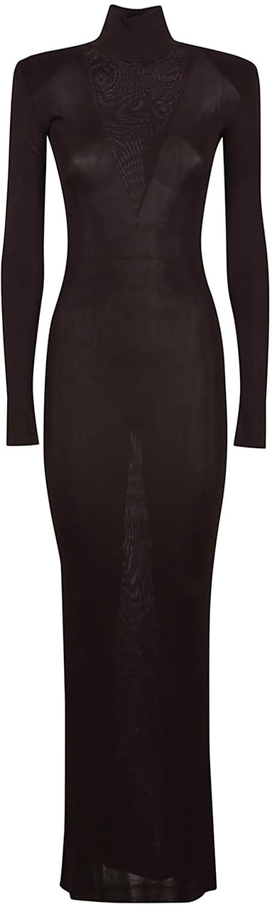 Self-Portrait brown viscose knit maxi dress Bruin