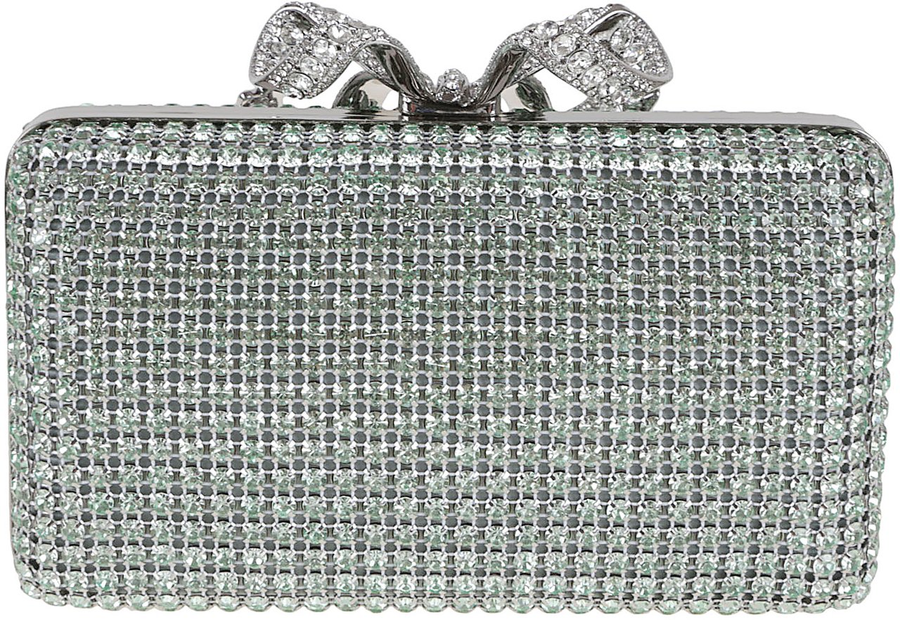 Self-Portrait green chainmail clutch bag Groen